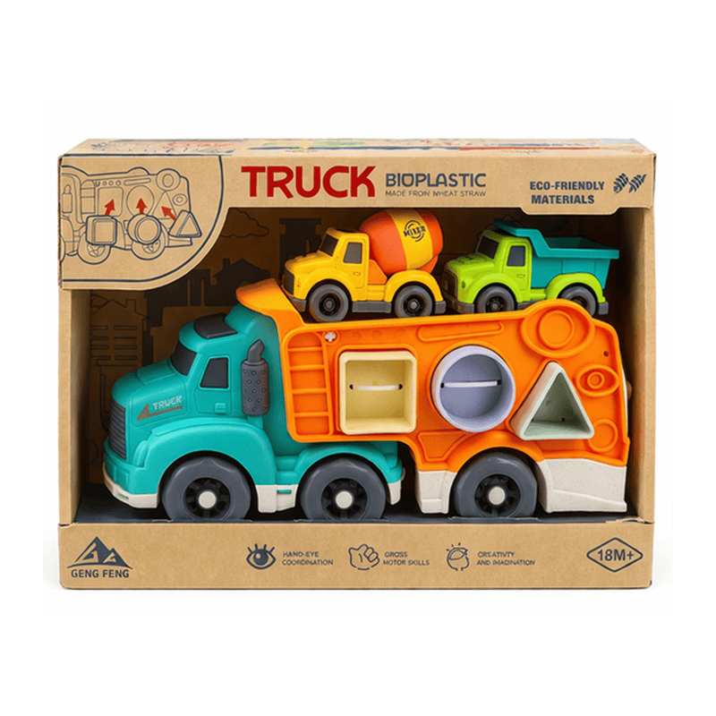 limei toys Auto Camión Transportador de Vehículos Bioplástico con Figuras de Encaje – Limei Toys D02860