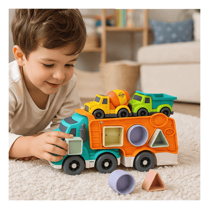limei toys Auto Camión Transportador de Vehículos Bioplástico con Figuras de Encaje – Limei Toys D02860