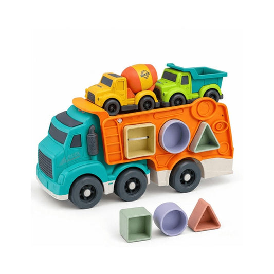 limei toys Bloques / Construcción Camión Transportador de Vehículos Bioplástico con Figuras de Encaje - Limei Toys D02860