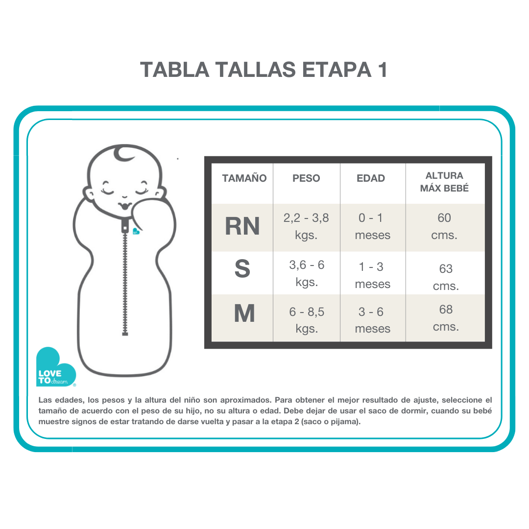 Love to Dream Sacos de Dormir Swaddle UP™ Etapa 1 - TOG 1.0 color Gris Talla M LTD40010MG