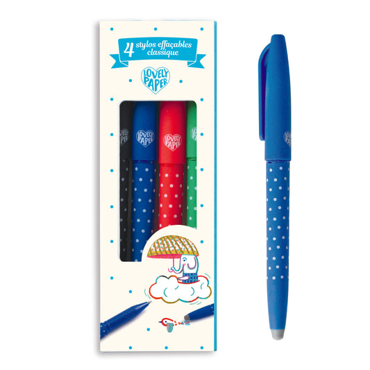 Lovely Paper Arte / Manualidades Set de 4 Lápices Erasables Colores Clásicos - Djeco DD03793