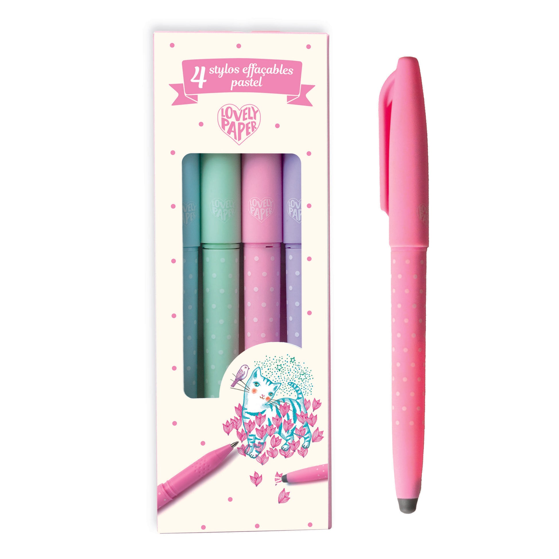 Lovely Paper Arte / Manualidades Set de 4 Lápices Erasables Colores Paste - Djeco DD03794