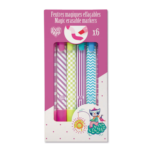 Lovely Paper Arte / Manualidades Set de Marcadores Mágicos Borrables – 6 Colores - Djeco DD03810