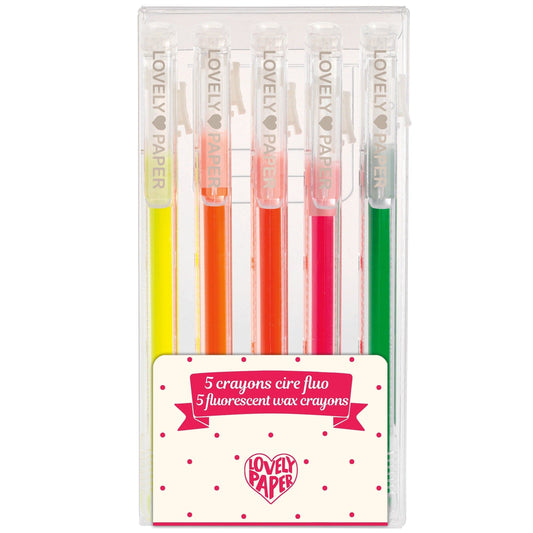 Lovely Paper Arte y Manualidades 5 Creyones Fluorescentes DD03792
