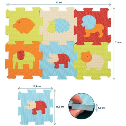 LUDI Decoración Alfombra de juego animales 6 piezas