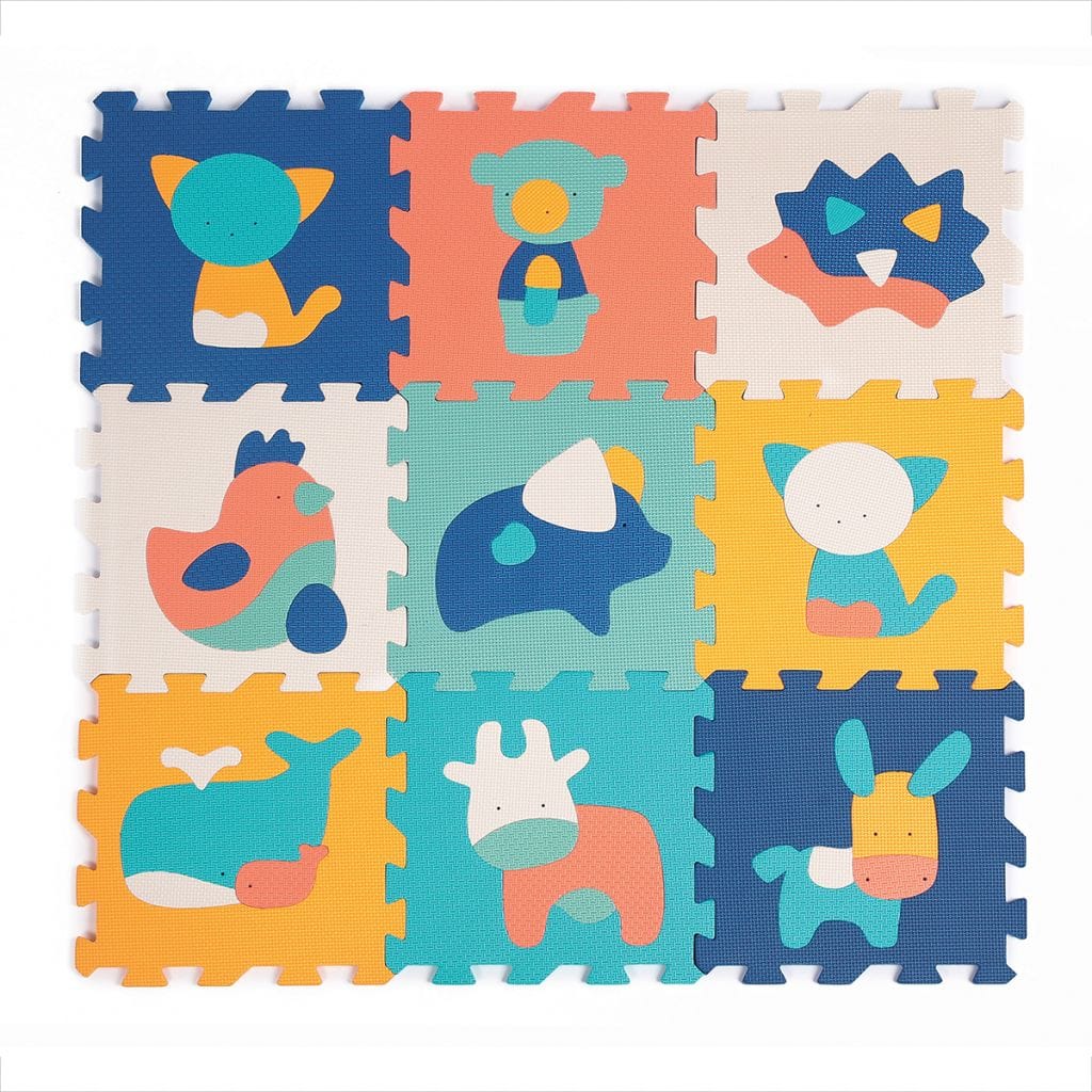 LUDI Decoración Alfombra de Juego Animales Texturizada 9 Piezas