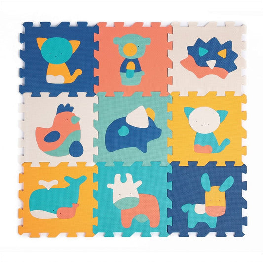 LUDI Decoración Alfombra de Juego Animales Texturizada 9 Piezas