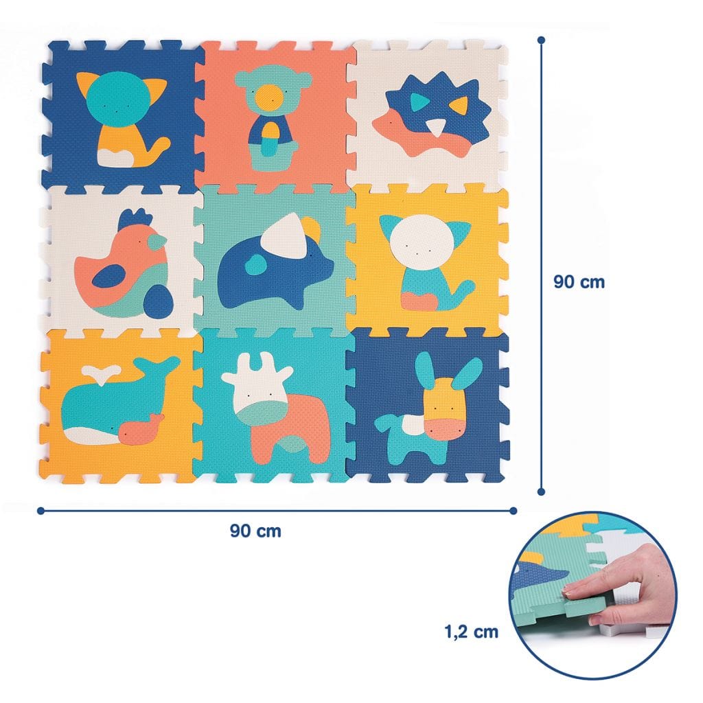 LUDI Decoración Alfombra de Juego Animales Texturizada 9 Piezas