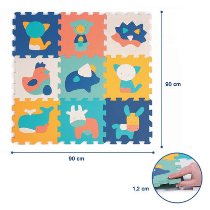 LUDI Decoración Alfombra de Juego Animales Texturizada 9 Piezas
