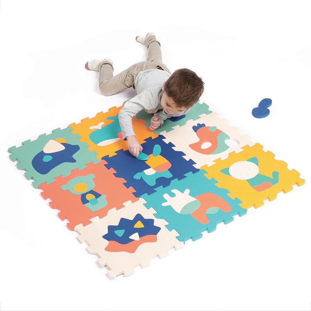 LUDI Decoración Alfombra de Juego Animales Texturizada 9 Piezas