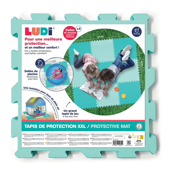 LUDI Decoración Alfombra de juego azul XL con Texturas LU90039