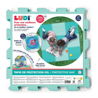LUDI Decoración Alfombra de juego azul XL con Texturas LU90039