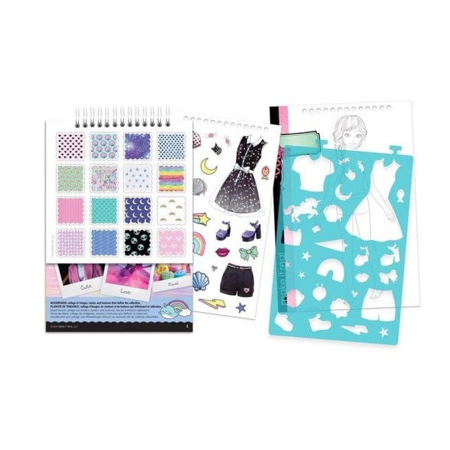 Cuaderno De Diseño De Moda Floral Make It Real – 75 Pegatinas, 15 Plantillas Y 30 Páginas Para Colorear