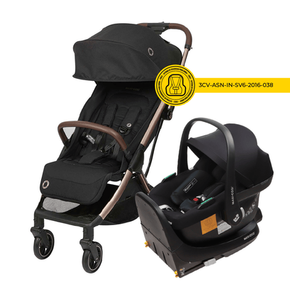 Maxi Cosi Coches Travel System Coche Travel System Eva 3 + Cabriofix I-Size Negro Champagne  - Maxi Cosi 0152106BCHC