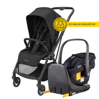 Travel System Coche Leona 2 y Silla nido Cabriofix Essential Black - Maxi Cosi