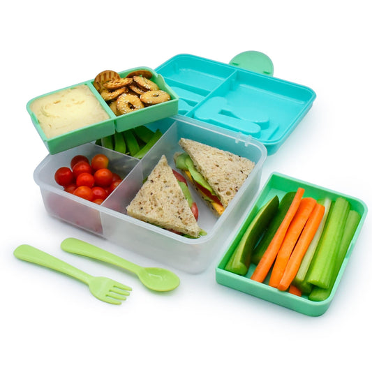 Melii Alimentación Lonchera bento box con cubiertos azul - Melii 21510