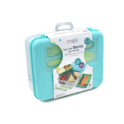 Melii Alimentación Lonchera bento box con cubiertos azul - Melii 21510