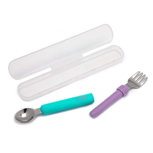 Melii Alimentación Set de cuchara y tenedor Azul Morado 11200
