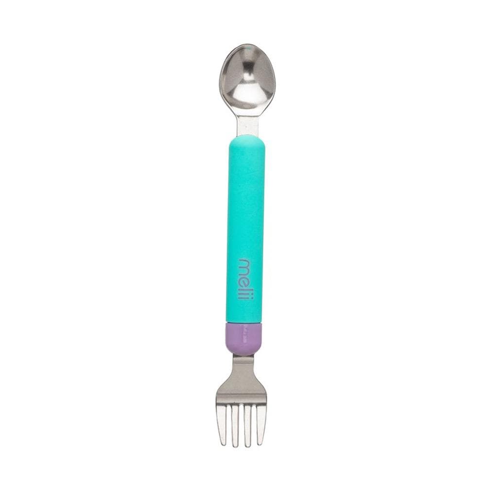 Melii Alimentación Set de cuchara y tenedor Azul Morado