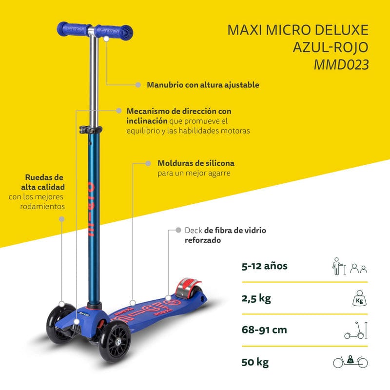 Micro Scooter Scooter Maxi Deluxe Azul Rojo - Micro MMD023
