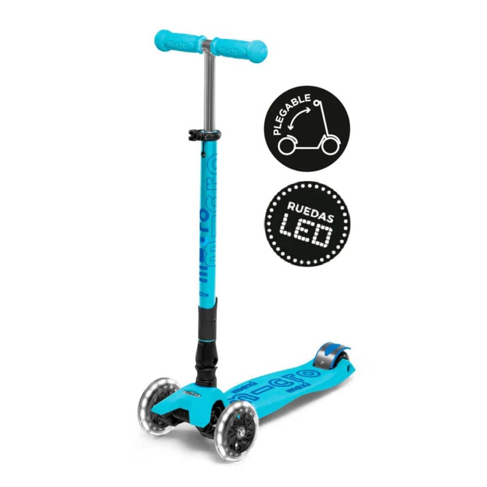Micro Scooter Scooter Maxi Deluxe Led Plegable Aqua - Micro MMD092