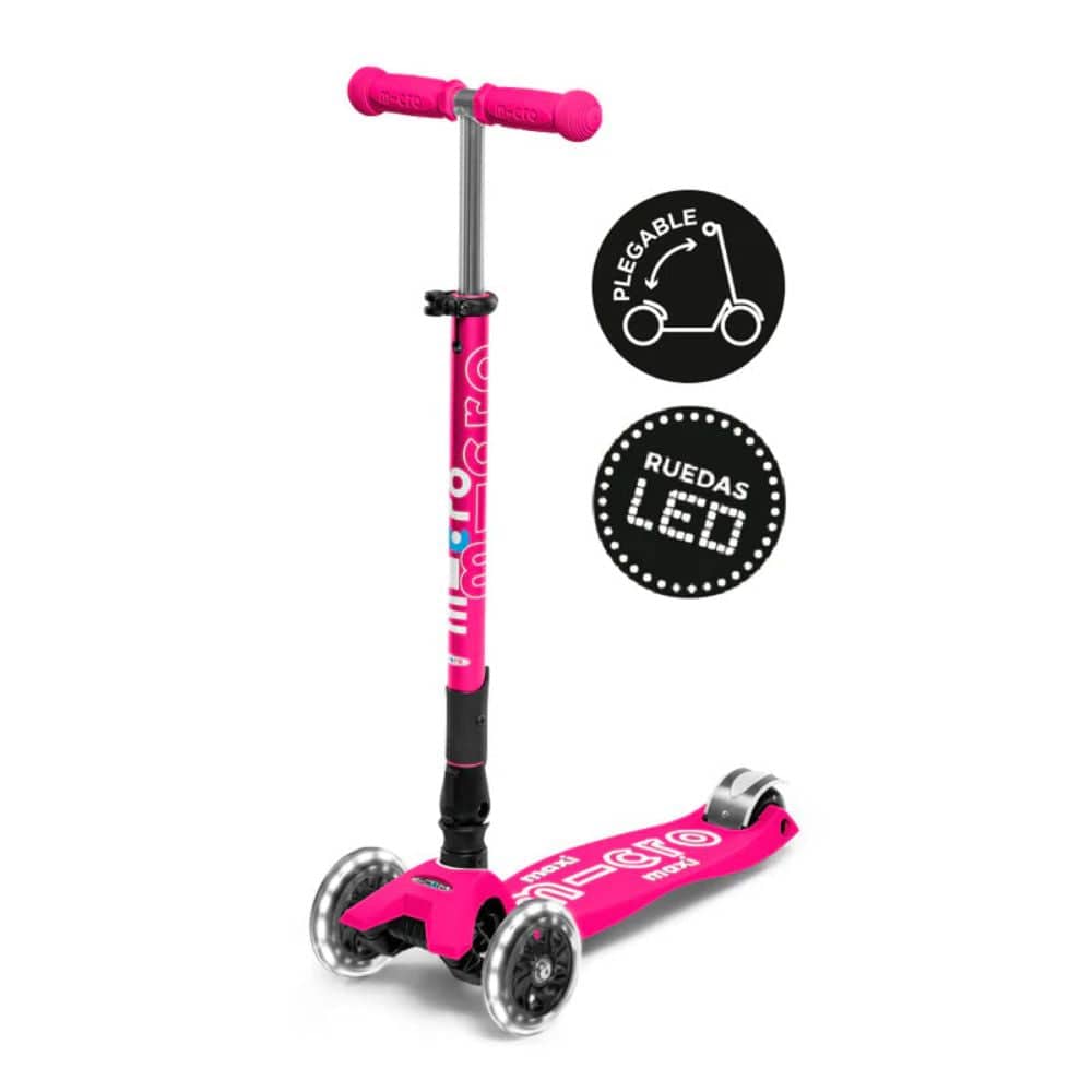Micro Scooter Scooter Maxi Deluxe Led Plegable Rosado - Micro MMD096