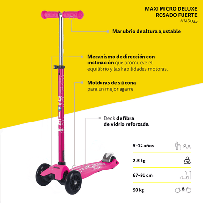 Micro Scooter Scooter Maxi Micro Deluxe Rosa Fuerte - Micro MMD035
