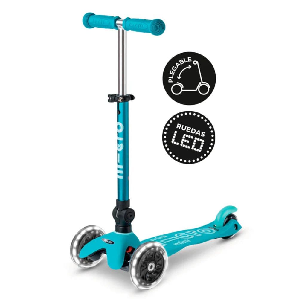 Micro Scooter Scooter Mini Deluxe Led Plegable Aqua - Micro MMD198