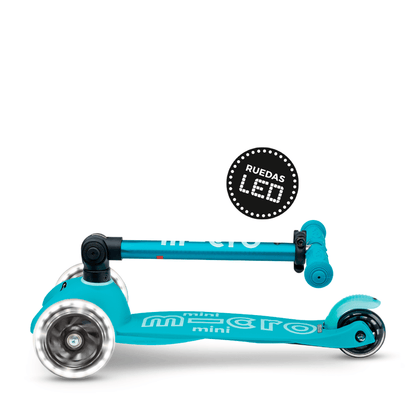 Micro Scooter Scooter Mini Deluxe Led Plegable Aqua - Micro MMD198