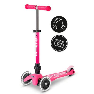 Scooter Mini Deluxe Led Plegable Rosado - Micro