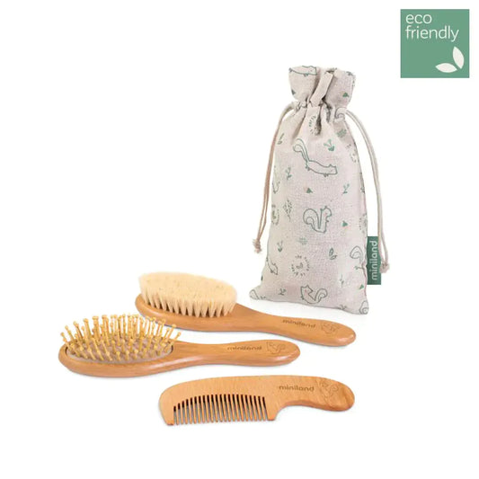 Miniland Cuidado Personal Set de peines de madera natur haircare chip - Miniland 89338