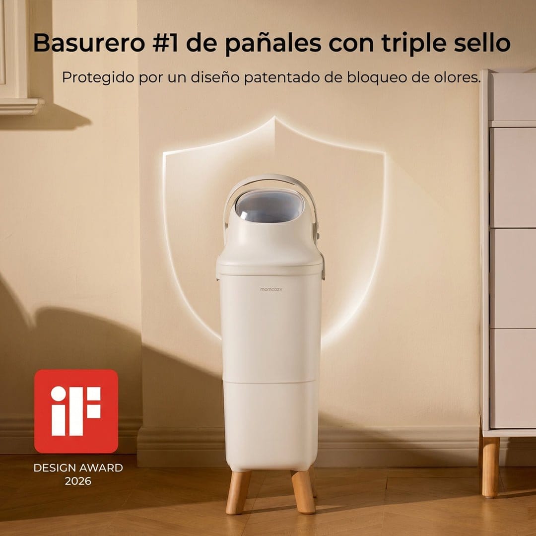 Momcozy Artículos para el baño Basurero Contenedor para pañales con Triple Sello - Momcozy MCDP001