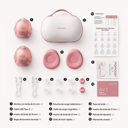 Momcozy Lactancia Materna Extractor de Leche Materna Doble Air 1 Ultra Slim - Momcozy MCAIR1DCR