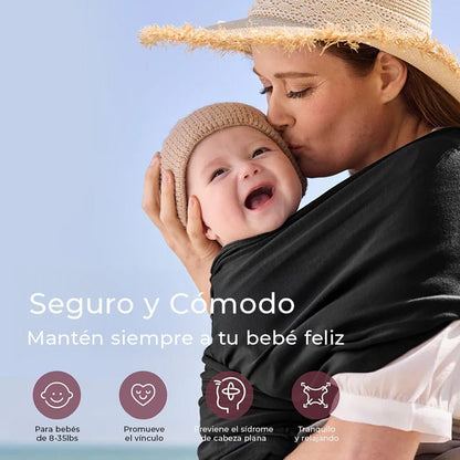 Momcozy portabebes Portabebé Fular Black - Momcozy MCPBFBLK