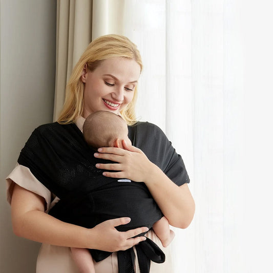 Momcozy portabebes Portabebés fular negro - Momcozy MCPBFBLK