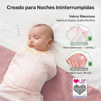 Momcozy Sacos de Dormir Manta de Arrullo Easy Swaddle 0-3 Meses Pink/White | Momcozy MCSJ019P