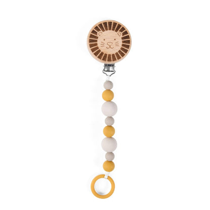 MOULIN ROTY Accesorios bebé Porta chupete madera silicona león 669156
