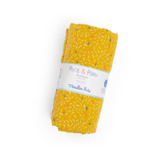 Moulin Roty Ropa de Cama Sabana bajera amarilla 70 x140 cm Puce & Pilou - Moulin Roty 684069
