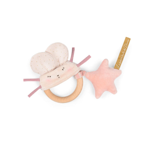 Moulin Roty Sonajero Sonajero anillo de madera Ratoncita Rosa PED - Moulin Roty 667006