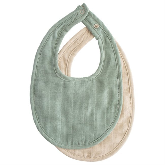Mushie Baberos Pack de 2 baberos de muselina Roman Green/Fog - Mushie MU101254