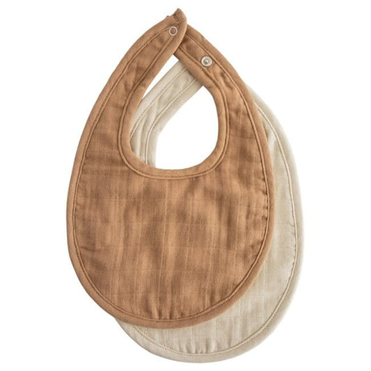 Mushie Baberos Pack de 2 baberos de muselina Tan/Fog - Mushie MU101252