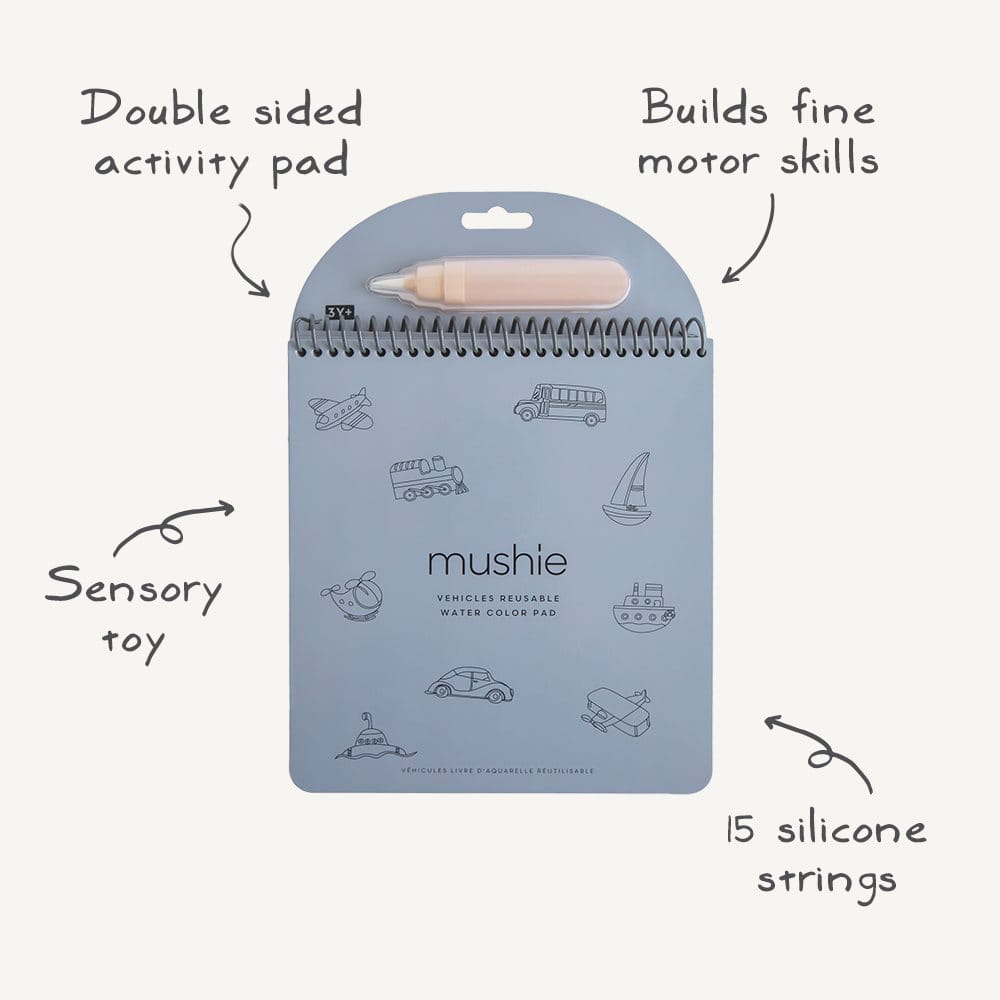 Mushie Libros para pintar Libro reutilizable de acuarela Vehículos - Mushie MU102118