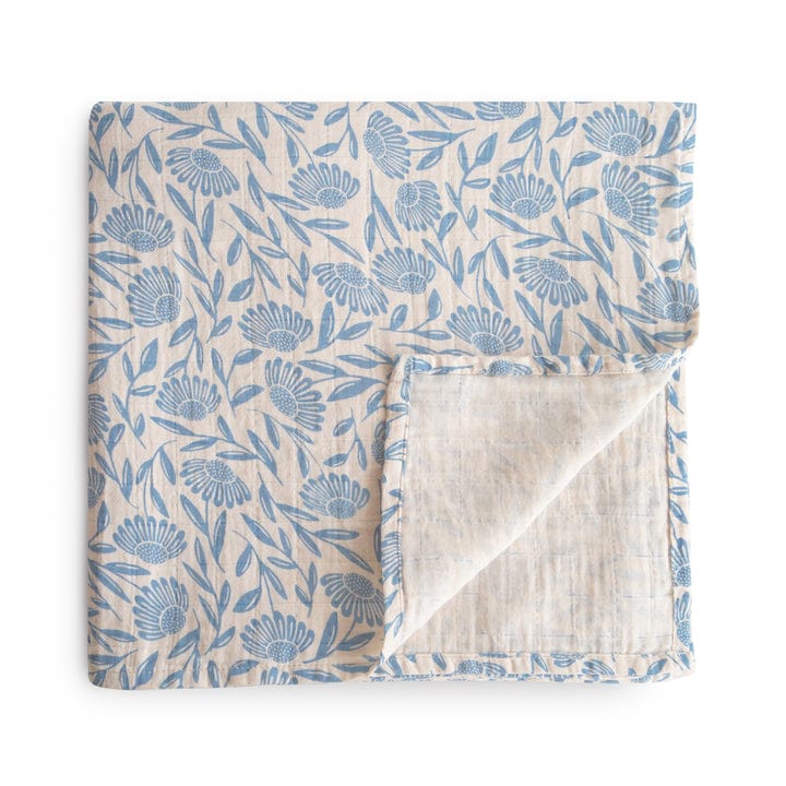 Mushie Manta Manta swaddle de muselina Flores azules- Mushie MU101862