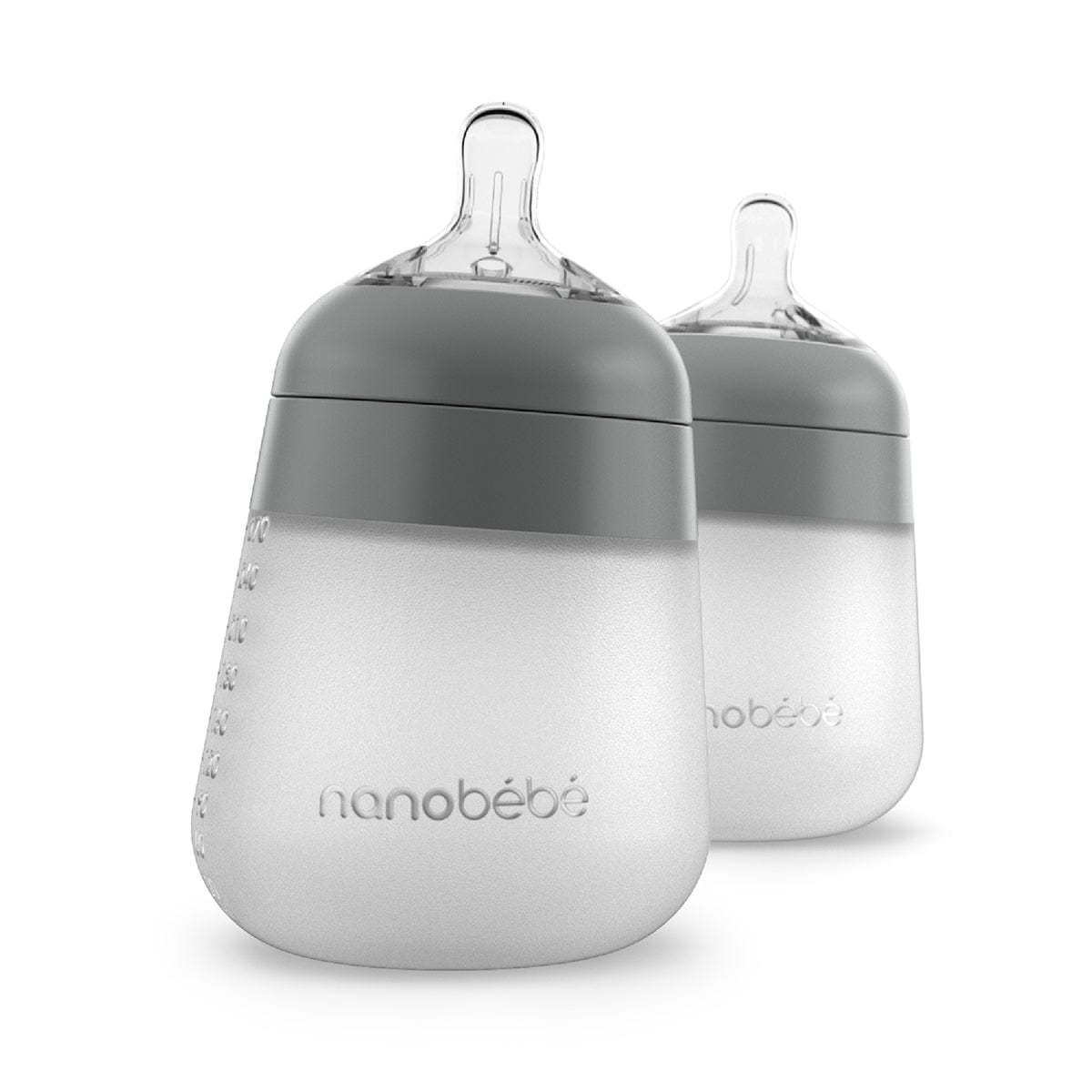 Nanobebe Mamadera Pack de 2 mamaderas de silicona 270 ml color gris - Nanobebe FUS1012215
