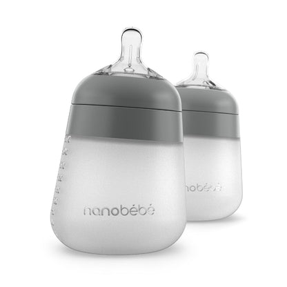 Nanobebe Mamadera Pack de 2 mamaderas de silicona 270 ml color gris - Nanobebe FUS1012215