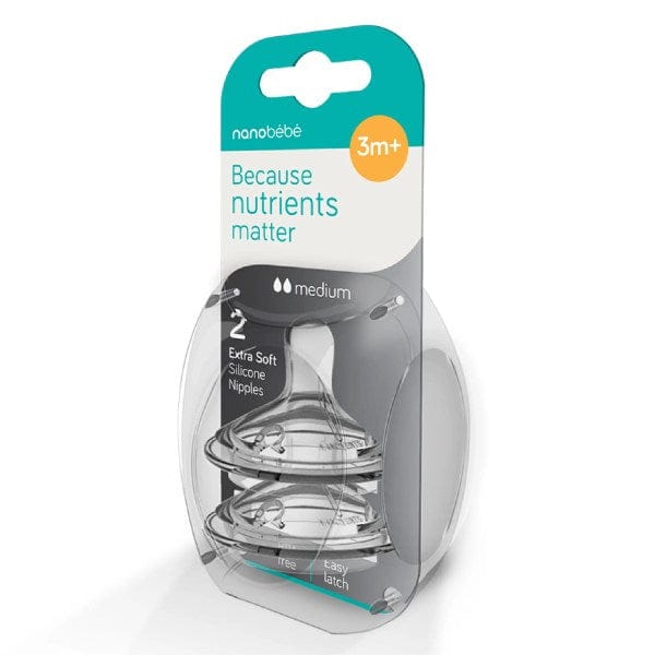 Nanobebe Mamadera Tetinas de silicona anticólico flujo medio 3+ meses FUS3011219