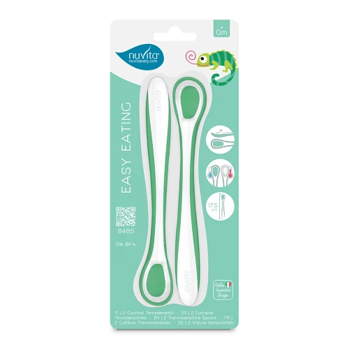 Nuvita Alimentación Set de cucharas sensibles al calor Easy Eating verde - Nuvita NU-PPPL0067