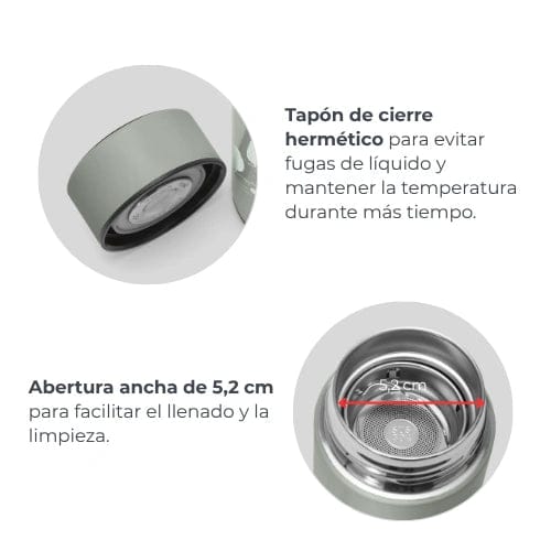 Nuvita Alimentación Termo para líquidos acero inoxidable con termómetro LED Sage green 500 ml - Nuvita NU-PPCP0060