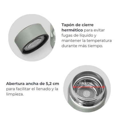 Nuvita Alimentación Termo para líquidos acero inoxidable con termómetro LED Sage green 500 ml - Nuvita NU-PPCP0060