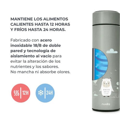 Nuvita Alimentación Termo para líquidos acero inoxidable con termómetro LED Sage green 500 ml - Nuvita NU-PPCP0060